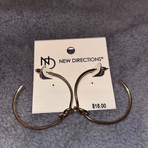New Directions Gold-Tone Knot Hoop Earrings - NEW - Picture 1 of 1